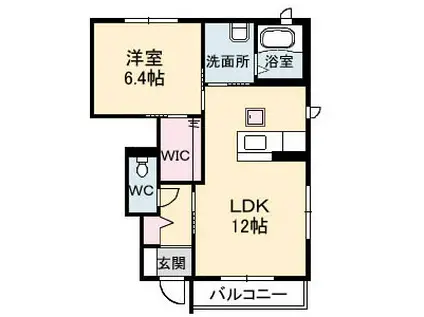 シャーメゾン美月A棟(1LDK/1階)の間取り写真