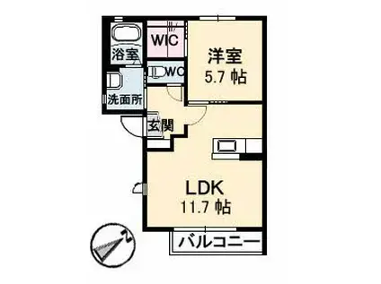 リバーサイドY(1LDK/2階)の間取り写真