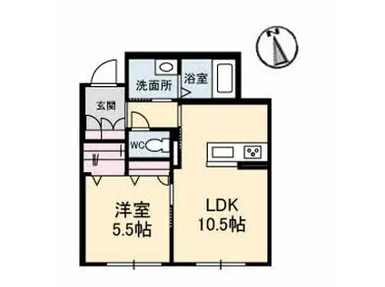 エストガーデン青江(1LDK/1階)の間取り写真