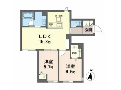 ティアラコート(2LDK/1階)の間取り写真