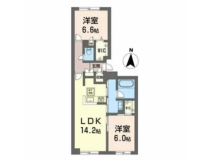 べレオガーデンズ上中野(2LDK/1階)の間取り写真