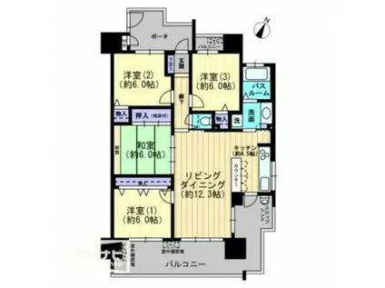 サーパスシティ西古松公園二番館(4LDK/9階)の間取り写真