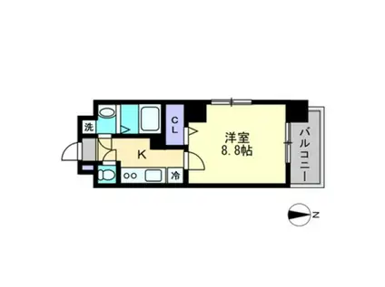 グランフォンテーヌ奉還町(1K/3階)の間取り写真