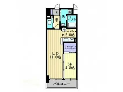 アルファレガロ西古松(1LDK/4階)の間取り写真