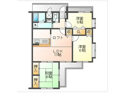 アメリエコート青江(3LDK/4階)の間取り写真
