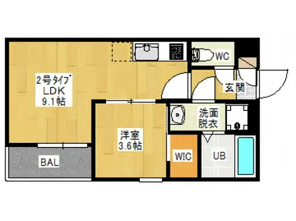 REGALEST JM 富田(1LDK/2階)の間取り写真