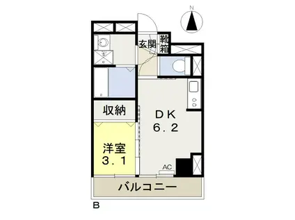 ブランシェ駅元町(1DK/7階)の間取り写真