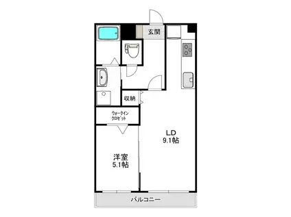 フィネス長瀬(1LDK/2階)の間取り写真
