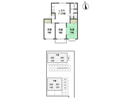 リトルベアーA(3LDK/2階)の間取り写真