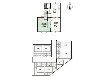 ニューハウンF(2DK/1階)の間取り写真