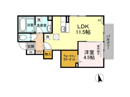 ルピナス高柳東町3 (1LDK/1階)の間取り写真