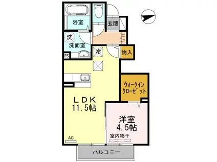 ルピナス高柳東町3 (1LDK/1階)の間取り写真