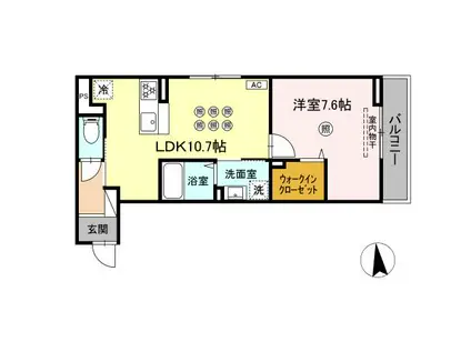 モン サン ブルー(1LDK/2階)の間取り写真