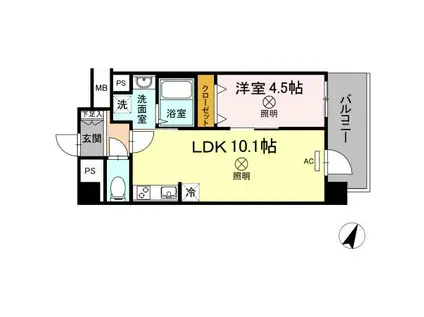 アルカンシエル(1LDK/5階)の間取り写真