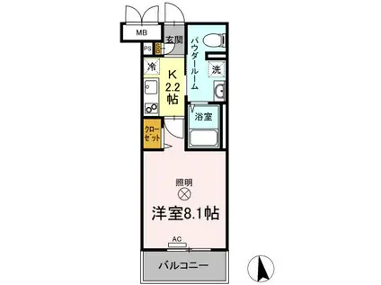 フォレスタ岡山医大南(1K/2階)の間取り写真