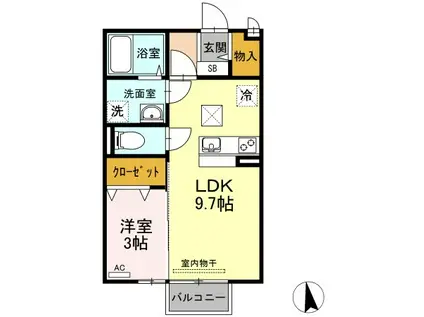 グランモア・浅沼(1LDK/1階)の間取り写真