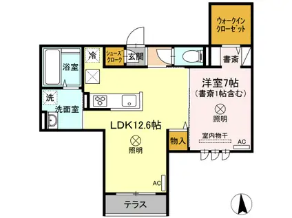 吉備線 備前三門駅 徒歩18分 3階建 築5年(1LDK/1階)の間取り写真