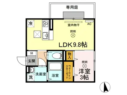 マリージョア(1LDK/3階)の間取り写真