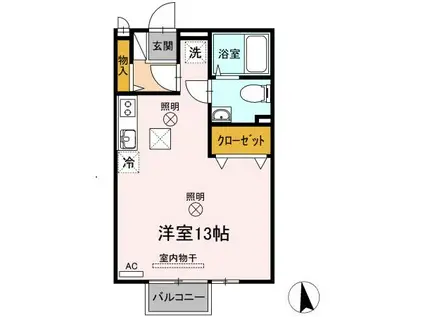 ドミトリー赤井(ワンルーム/1階)の間取り写真