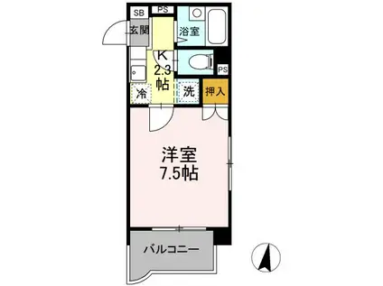 カナンハイツ大元(1K/5階)の間取り写真