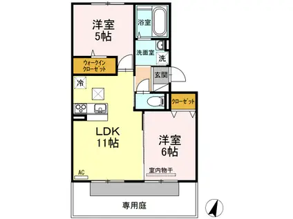 アンジュエ(2LDK/1階)の間取り写真