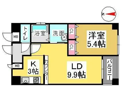 クレストシティ中井町(1LDK/5階)の間取り写真