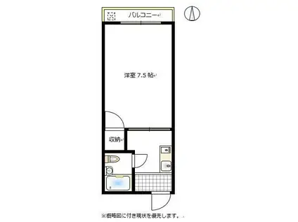 プレアール東古松(1K/1階)の間取り写真