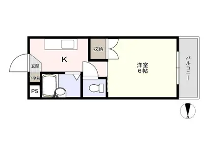Uマンション(1K/1階)の間取り写真