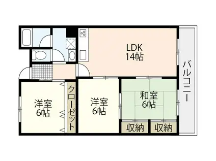 インペリアルハイツ今(3LDK/4階)の間取り写真