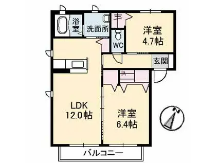 シャーメゾン箕島(2LDK/1階)の間取り写真