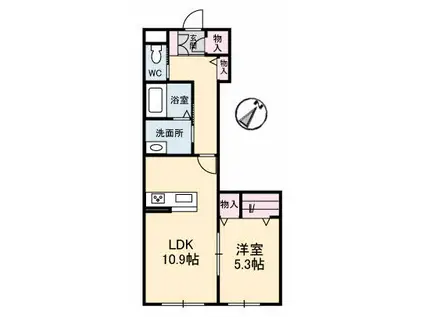 グランツヴィラ大福B棟(1LDK/2階)の間取り写真