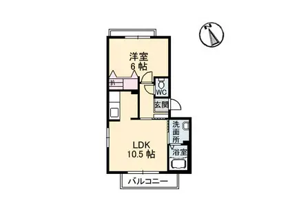 シャーメゾン大供(1LDK/2階)の間取り写真
