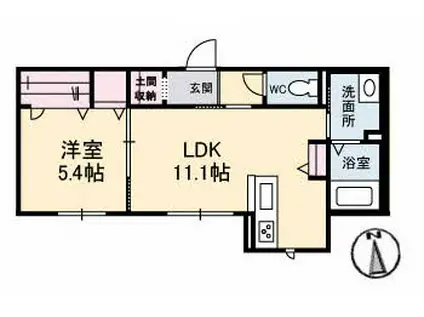 カリーノテラス(1LDK/1階)の間取り写真