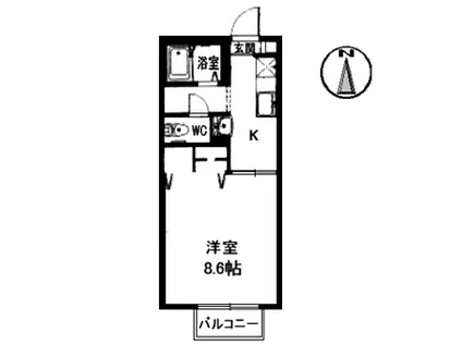 杉乃子ハイム(1K/2階)の間取り写真