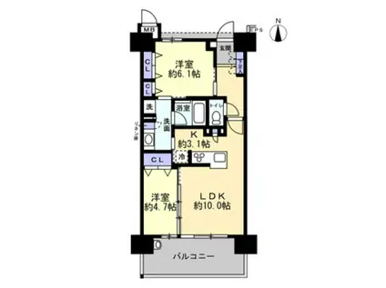 ポレスター中仙道ザ・ブライト(2LDK/9階)の間取り写真