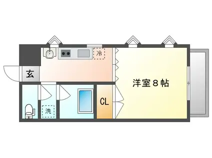 ディアーライフ奥田(1DK/3階)の間取り写真