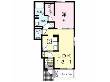 ソレイユ松崎 B(1LDK/1階)の間取り写真