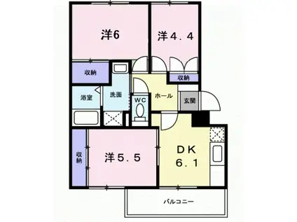 ニューエルディムしみず(3DK/3階)の間取り写真