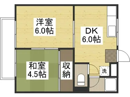 原尾島コーポ(2DK/2階)の間取り写真