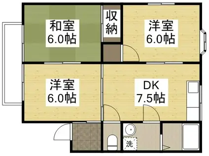 エクセルフラッツ1(3DK/2階)の間取り写真