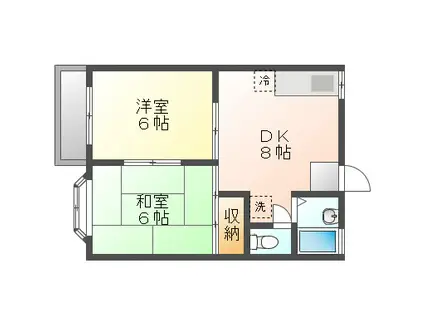 ロイヤル瀬戸(2DK/2階)の間取り写真