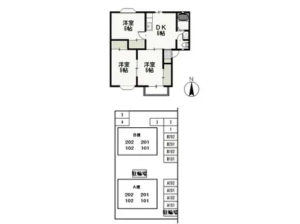 プラントコートA(3DK/2階)の間取り写真