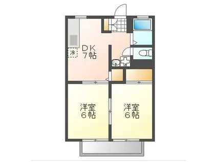 あさひコーポA(2DK/1階)の間取り写真