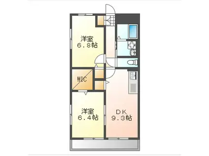 ホワイトマンション八反田(2DK/2階)の間取り写真