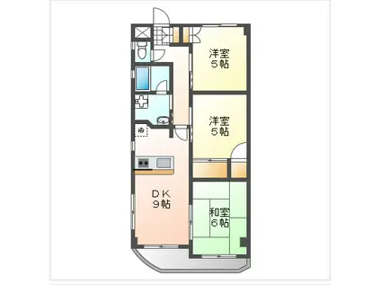 カトービル(3DK/4階)の間取り写真