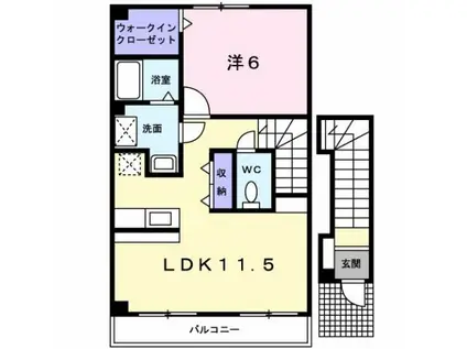レインボーパート2(1LDK/2階)の間取り写真