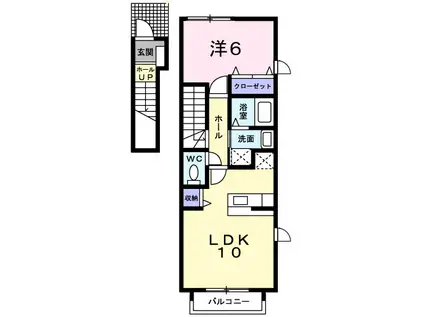 アバンツァート西大寺(1LDK/2階)の間取り写真