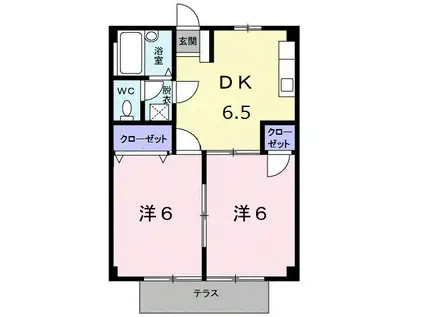 シティハイツ藤原(2DK/1階)の間取り写真