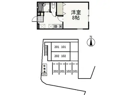 フラット・K(1K/1階)の間取り写真