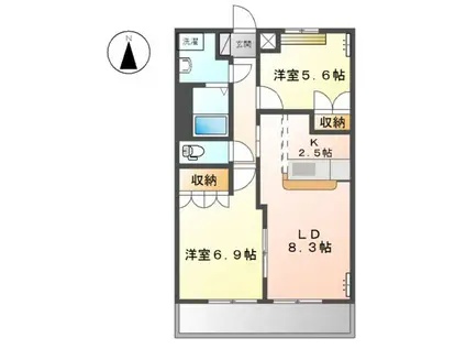 ベルメゾン(2LDK/2階)の間取り写真
